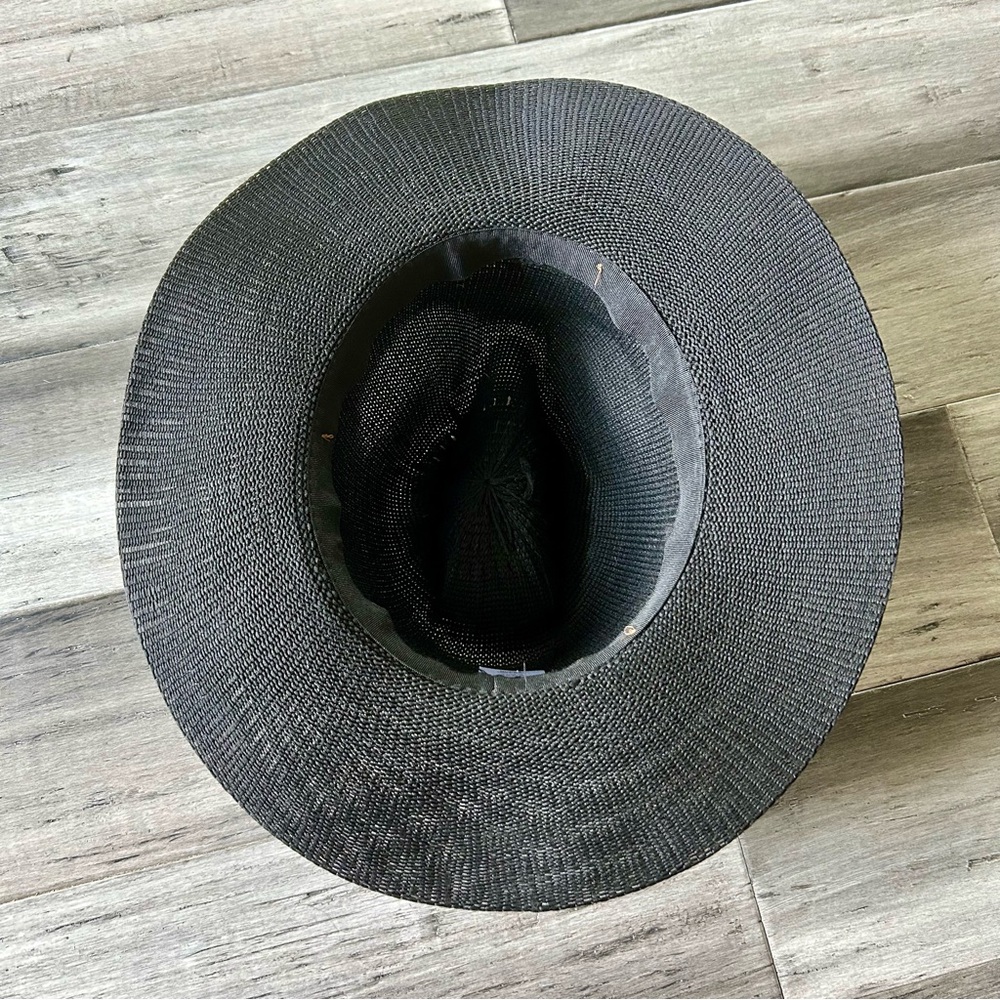 💜 LAST CHANCE Black Woven Style Panama Hat Straw Hat Wide Brim Fedora - Picture 5 of 6